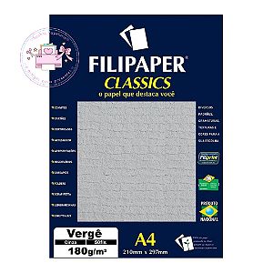 Papel Vergê Filipaper Cinza - 180g 50 Folhas